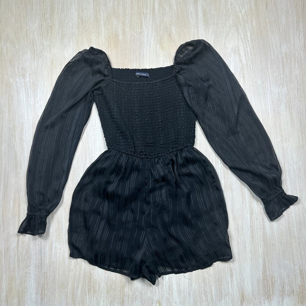 Abercrombie & Fitch Black Square Neck Long Sleeve Party Date Night Romper XS